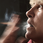 woman with smoker's face